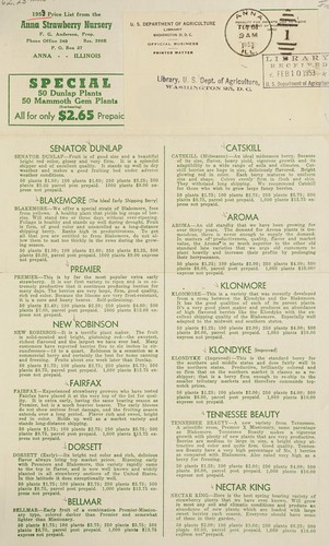 1953 price list from the Anna Strawberry Nursery