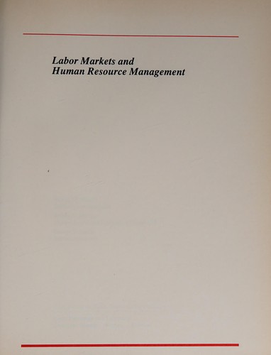 Labor markets and human resource management