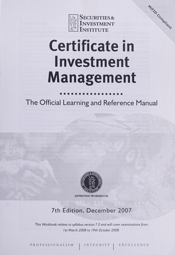 Certificate in Investment Management : The Official Learning and Reference Manual