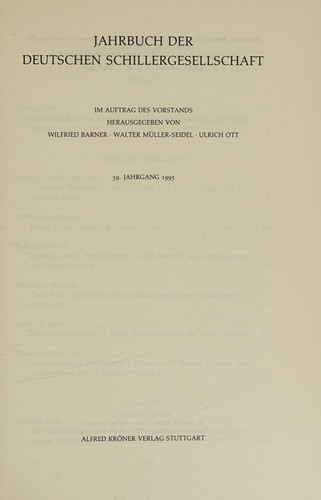 Jahrbuch Der Deutschen Schiller Gesellsc