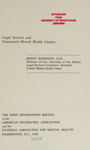 Legal services and community mental health centers