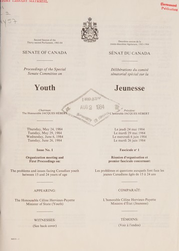 PROCEEDINGS OF THE SPECIAL SENATE COMMITTEE ON YOUTH