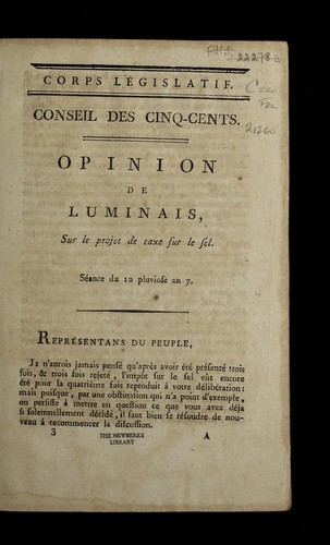 Opinion de Luminais, sur le projet de taxe sur le sel