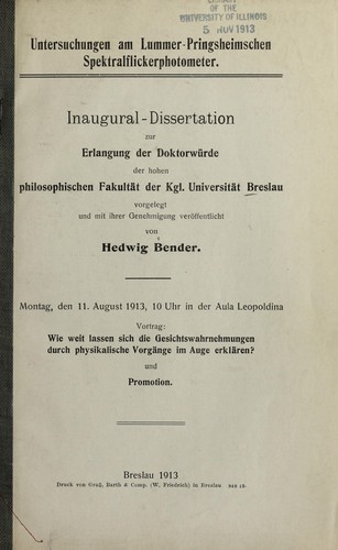 Untersuchungen am Lummer-Pringsheimschen Spektralflickerphotometer