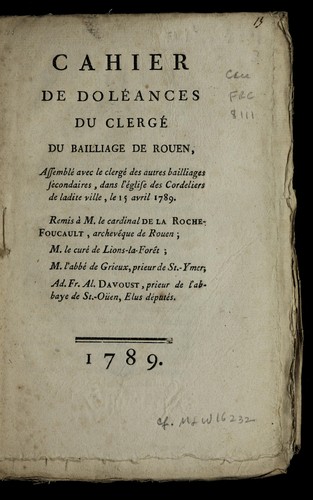 Cahier de dole ances