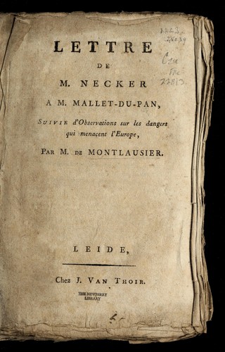 Lettre de M. Necker a M. Mallet-du-Pan
