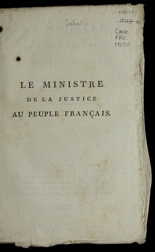 Le ministre de la Justice au peuple franc ʹais