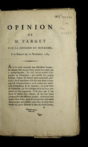 Opinion de M. Target sur la division du royaume