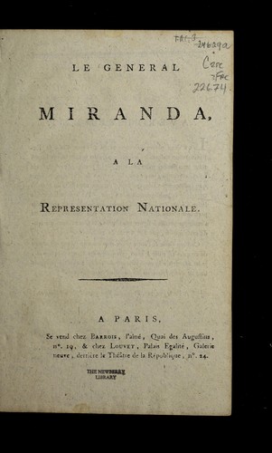 Le general Miranda, a la representation nationale