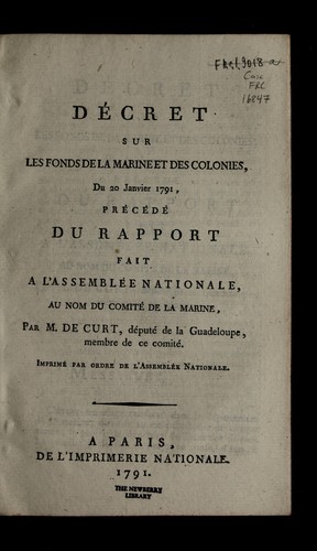 De cret sur les fonds de la marine et des colonies du 20 janvier 1791