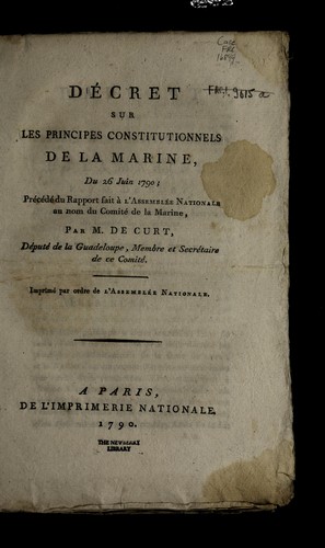 De cret sur les principes constitutionnels de la marine, du 26 juin 1790