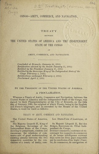 Treaty between the United States of America and the Independent State of the Congo of amity, commerce and navigation