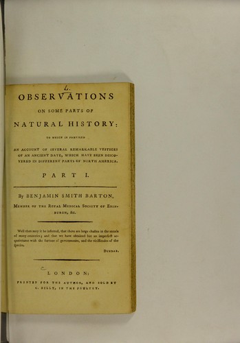 Observations on some parts of natural history