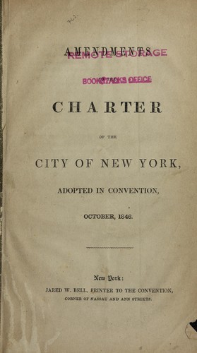 Amendments to the Charter of the city of New York