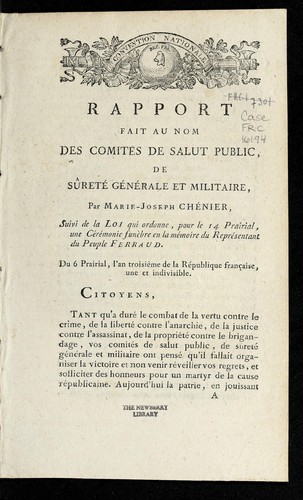 Rapport fait au nom des Comite s de salut public, de su rete  ge ne rale et militaire