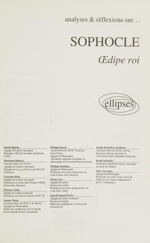 Analyses & réflexions sur Sophocle, Œdipe roi