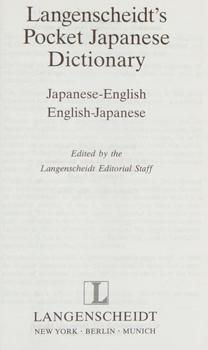 Langenscheidt's pocket Japanese dictionary