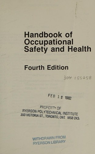 Handbook of occupational safety and health