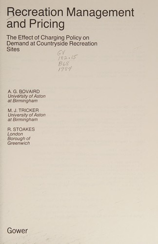 Recreation management and pricing