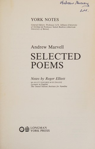 Notes on Selected Poems by Andrew Marvell
