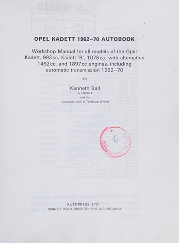 Opel Kadett 1962-70 Autobook