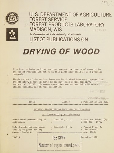 List of publications on drying of wood