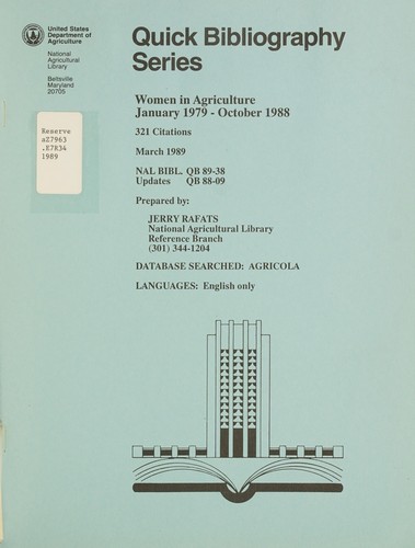 Women in agriculture, January 1979-October 1988