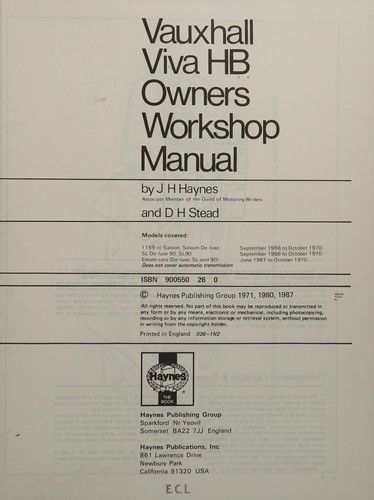 Vauxhall Viva HB Owner's Workshop Manual