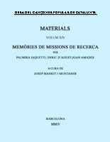 Memòries de missions de recerca. Volum XVI