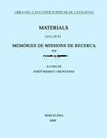 Obra del Cançoner Popular de Catalunya. Volum XI. Memòria de missió de recerca