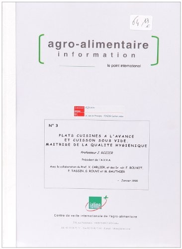 Plats cuisinés à l'avance et cuisson sous vide
