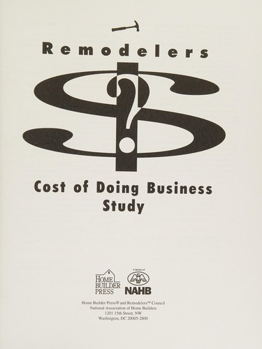 Remodelers cost of doing business study