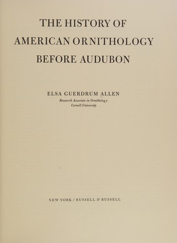 The history of American ornithology before Audubon