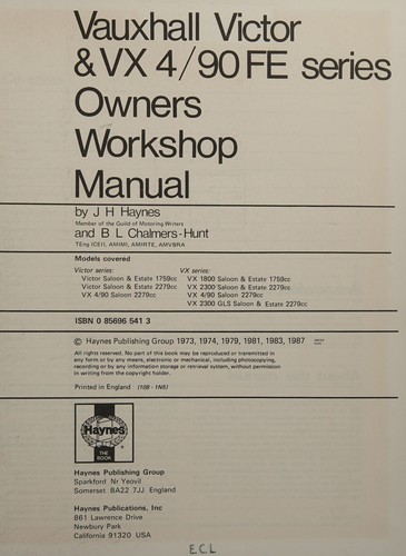 Vauxhall Victor and VX 4/90 FE Series Owner's Workshop Manual