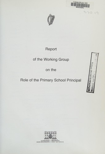 Report of the Working Group on the Role of the Primary School Principal