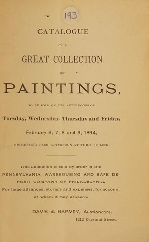 Catalogue of a great collection of paintings