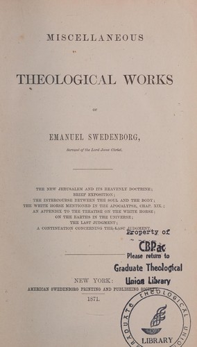 Miscellaneous theological works of Emanuel Swedenborg