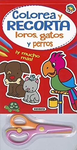 Colorea y recorta - Loros, gatos y perros