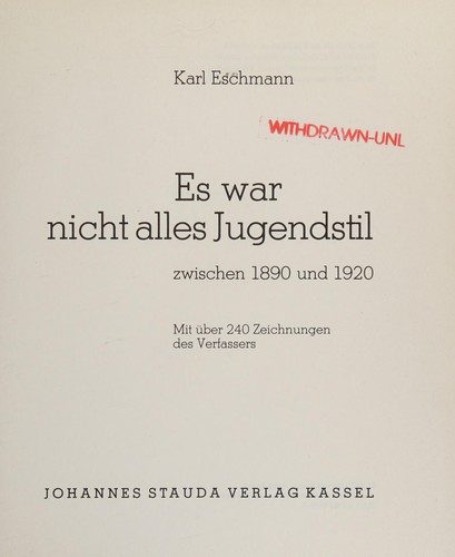 Es war nicht alles Jugendstil zwischen 1890 und 1920