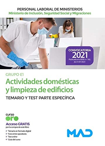 Actividades domésticas y limpieza de edificios  del Ministerio de Inclusión, Seguridad Social y Migraciones. Temario y test Parte Específica