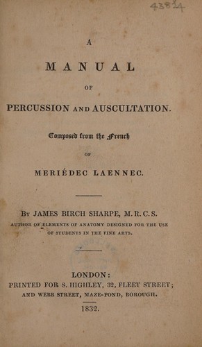 A manual of percussion and auscultation