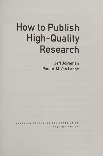 How to Publish High-Quality Research