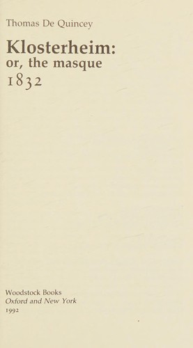 Klosterheim, or, The masque, 1832