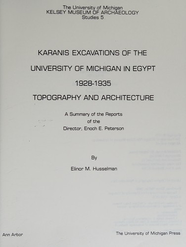 Karanis excavations of the University of Michigan in Egypt, 1928-1935