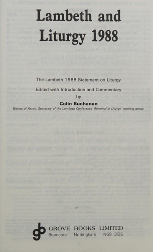 Lambeth and liturgy 1988
