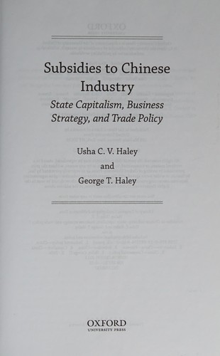 Subsidies to Chinese Industry