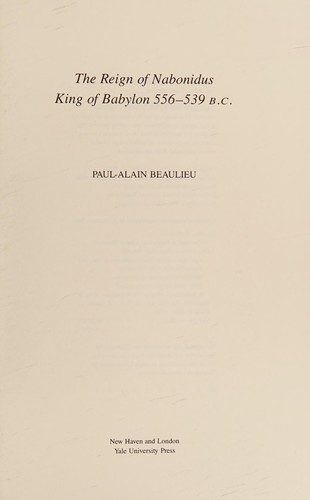 Reign of Nabonidus King of Babylon