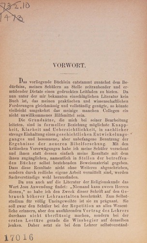Die Bibel, ihr Inhalt und geschichtlicher Boden