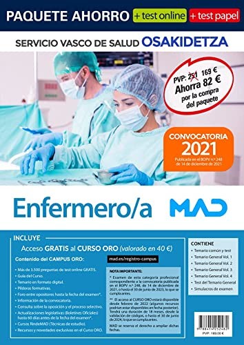 Paquete Ahorro + TEST PAPEL Enfermero/a Osakidetza. Ahorra 82 €