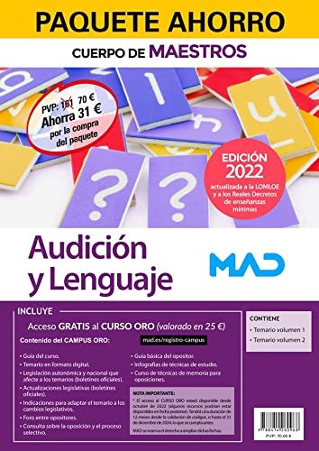 Paquete Ahorro Cuerpo de Maestros Audición y Lenguaje. Ahorra 31 €